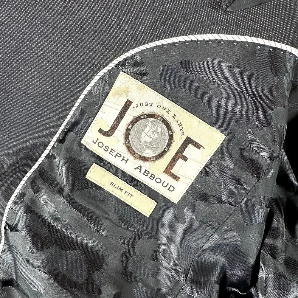 JOE Joseph Abboud Mens 38S Suit 32W Gray Super 120s Wool 2 Piece Camo Lined